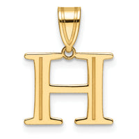 14k Polished Etched Letter H Initial Pendant-YC1539H