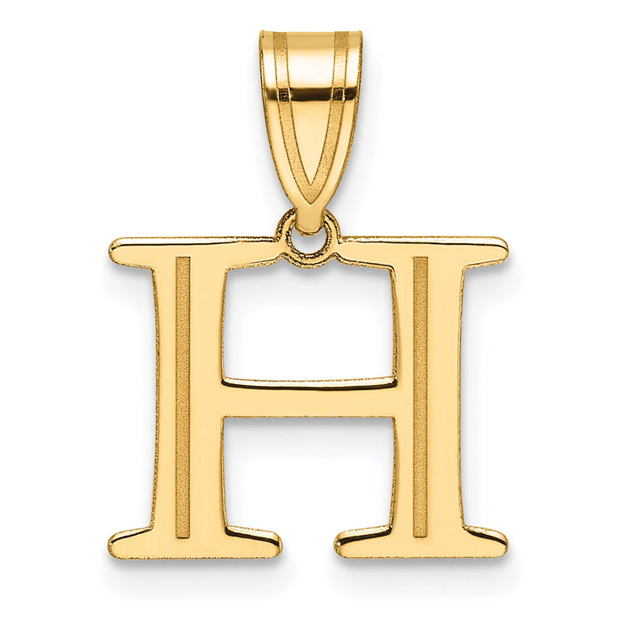 14k Polished Etched Letter H Initial Pendant-YC1539H