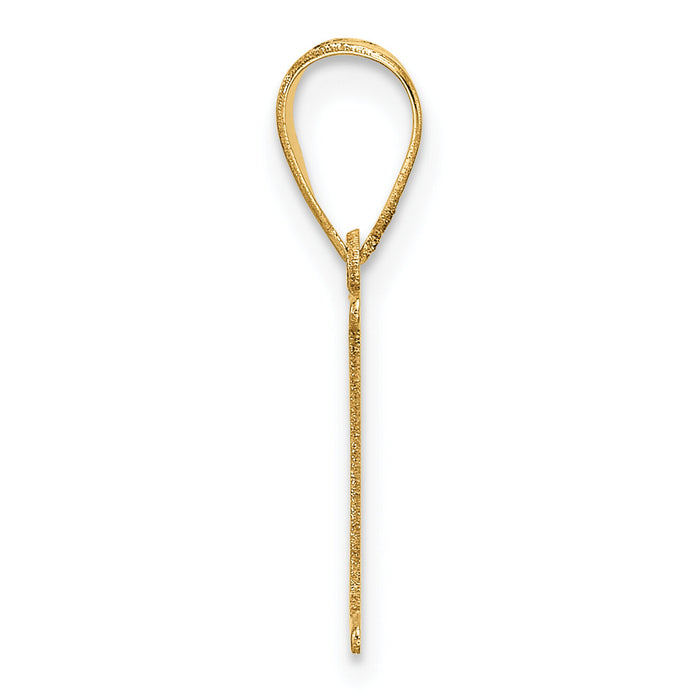 14k Polished Etched Letter I Initial Pendant-YC1539I