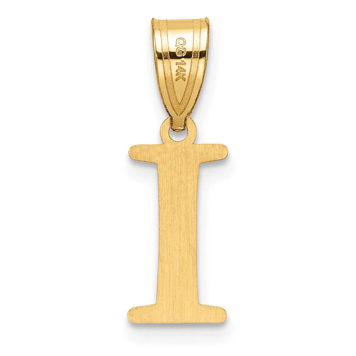 14k Polished Etched Letter I Initial Pendant-YC1539I