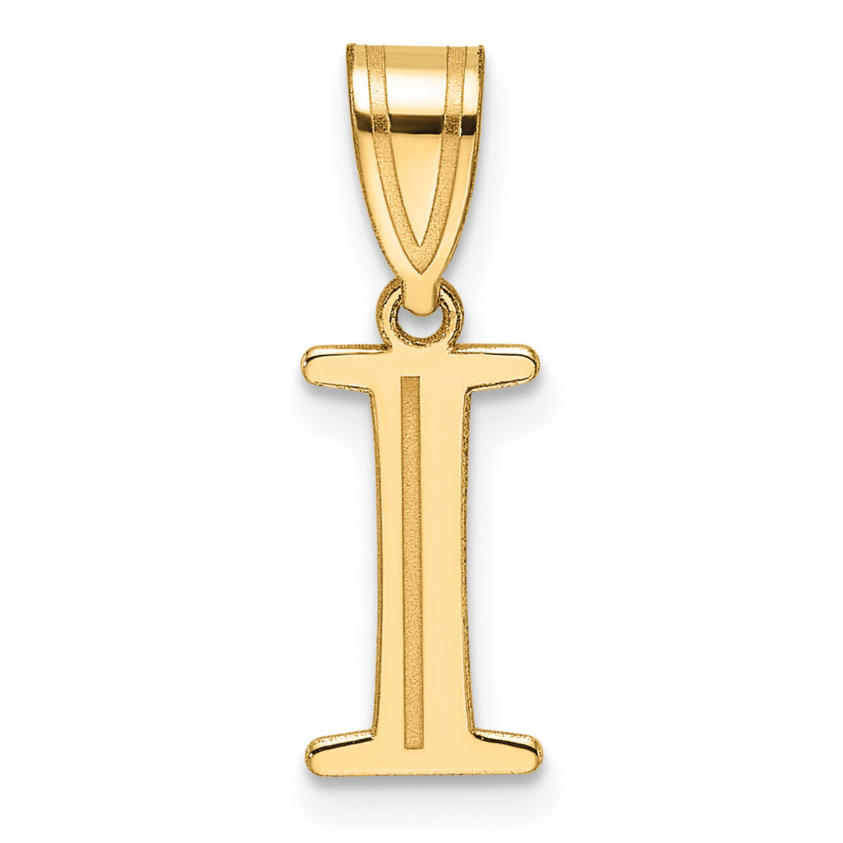 14k Polished Etched Letter I Initial Pendant-YC1539I