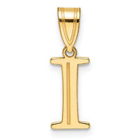 14k Polished Etched Letter I Initial Pendant-YC1539I