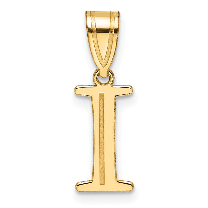 14k Polished Etched Letter I Initial Pendant-YC1539I