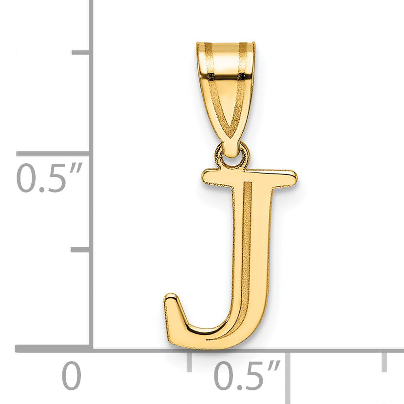 14k Polished Etched Letter J Initial Pendant-YC1539J