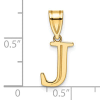 14k Polished Etched Letter J Initial Pendant-YC1539J