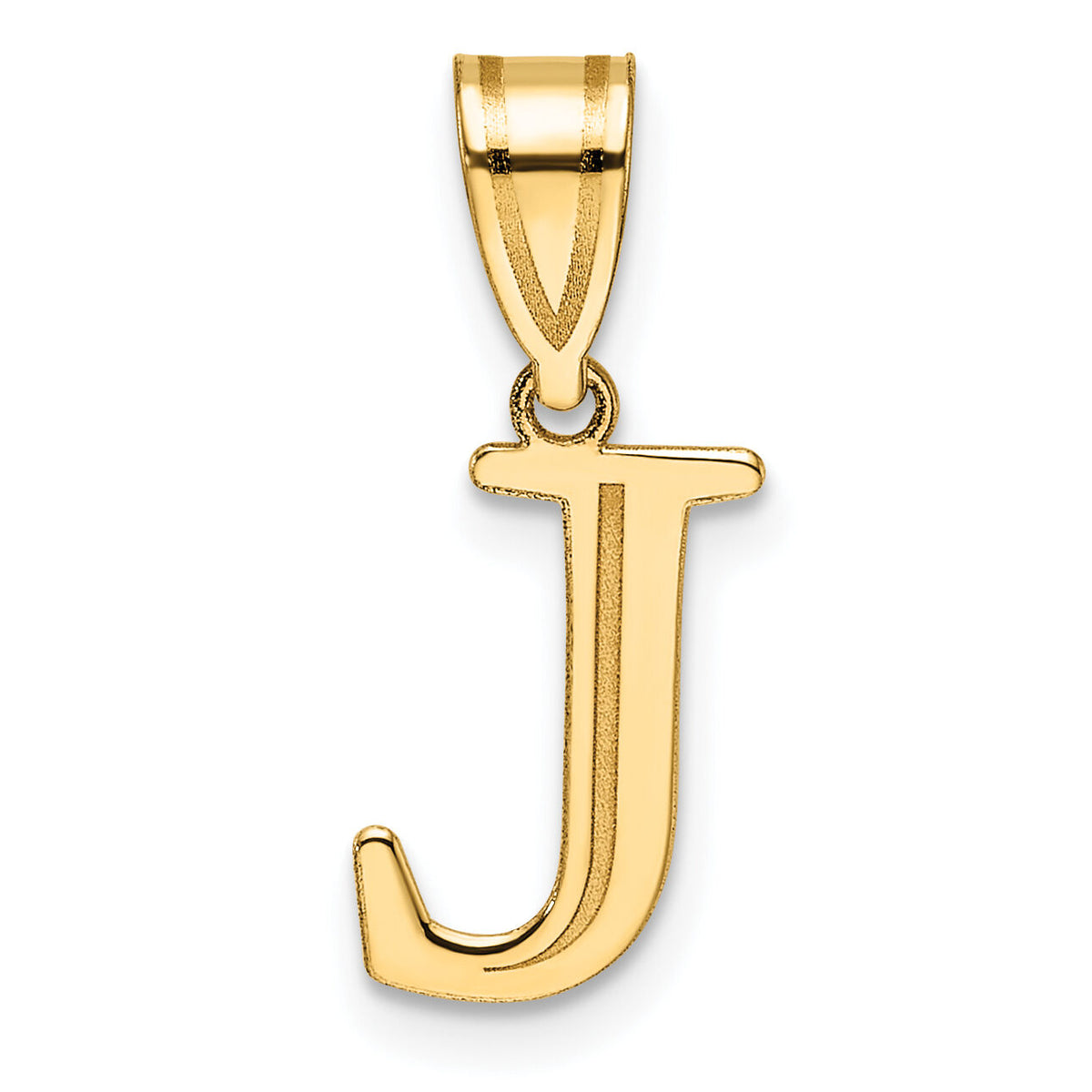 14k Polished Etched Letter J Initial Pendant-YC1539J
