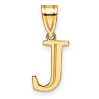 14k Polished Etched Letter J Initial Pendant-YC1539J