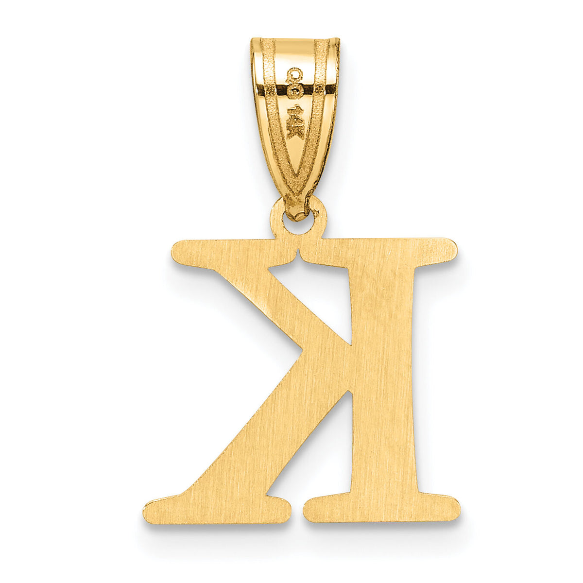 14k Polished Etched Letter K Initial Pendant-YC1539K