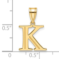 14k Polished Etched Letter K Initial Pendant-YC1539K