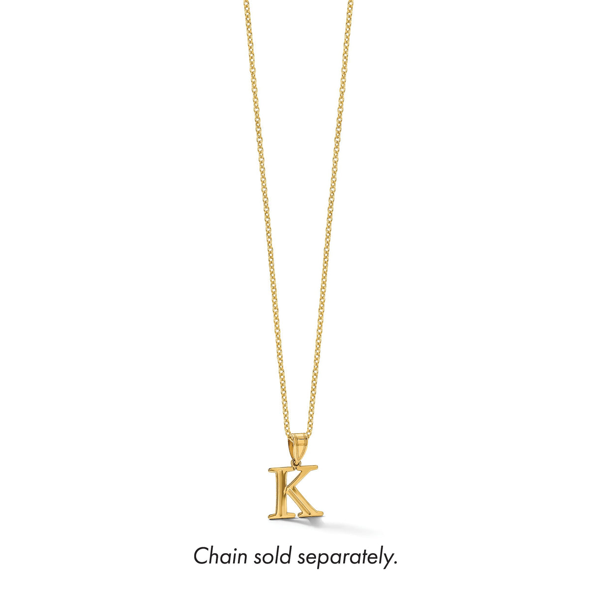 14k Polished Etched Letter K Initial Pendant-YC1539K