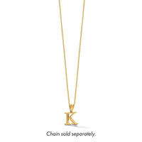 14k Polished Etched Letter K Initial Pendant-YC1539K