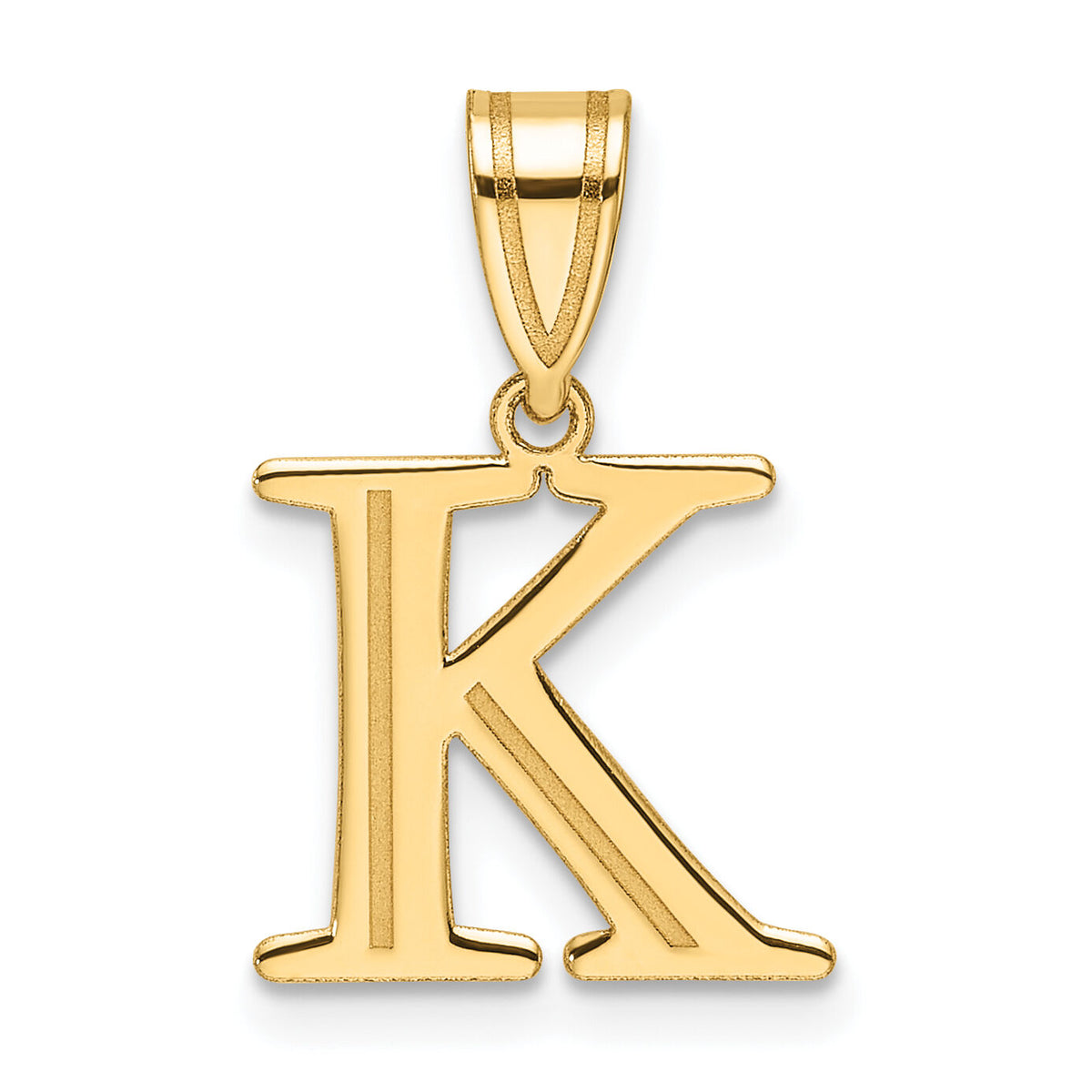 14k Polished Etched Letter K Initial Pendant-YC1539K