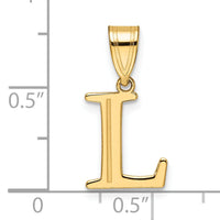 14k Polished Etched Letter L Initial Pendant-YC1539L