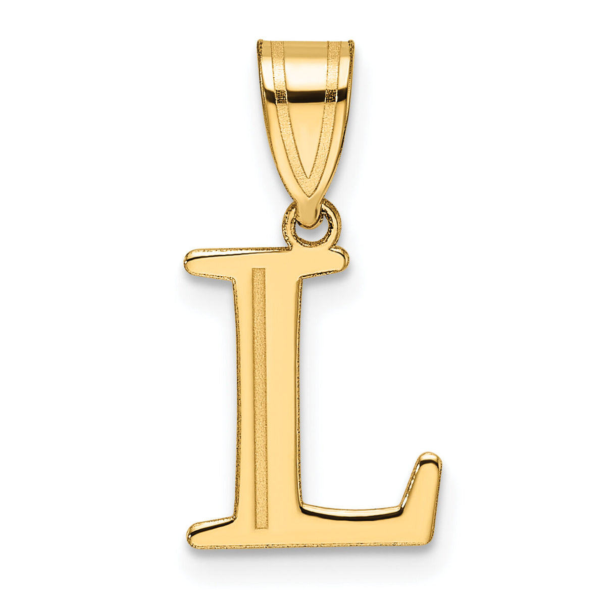 14k Polished Etched Letter L Initial Pendant-YC1539L