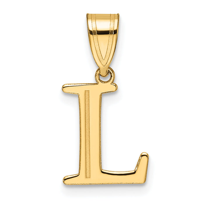 14k Polished Etched Letter L Initial Pendant-YC1539L