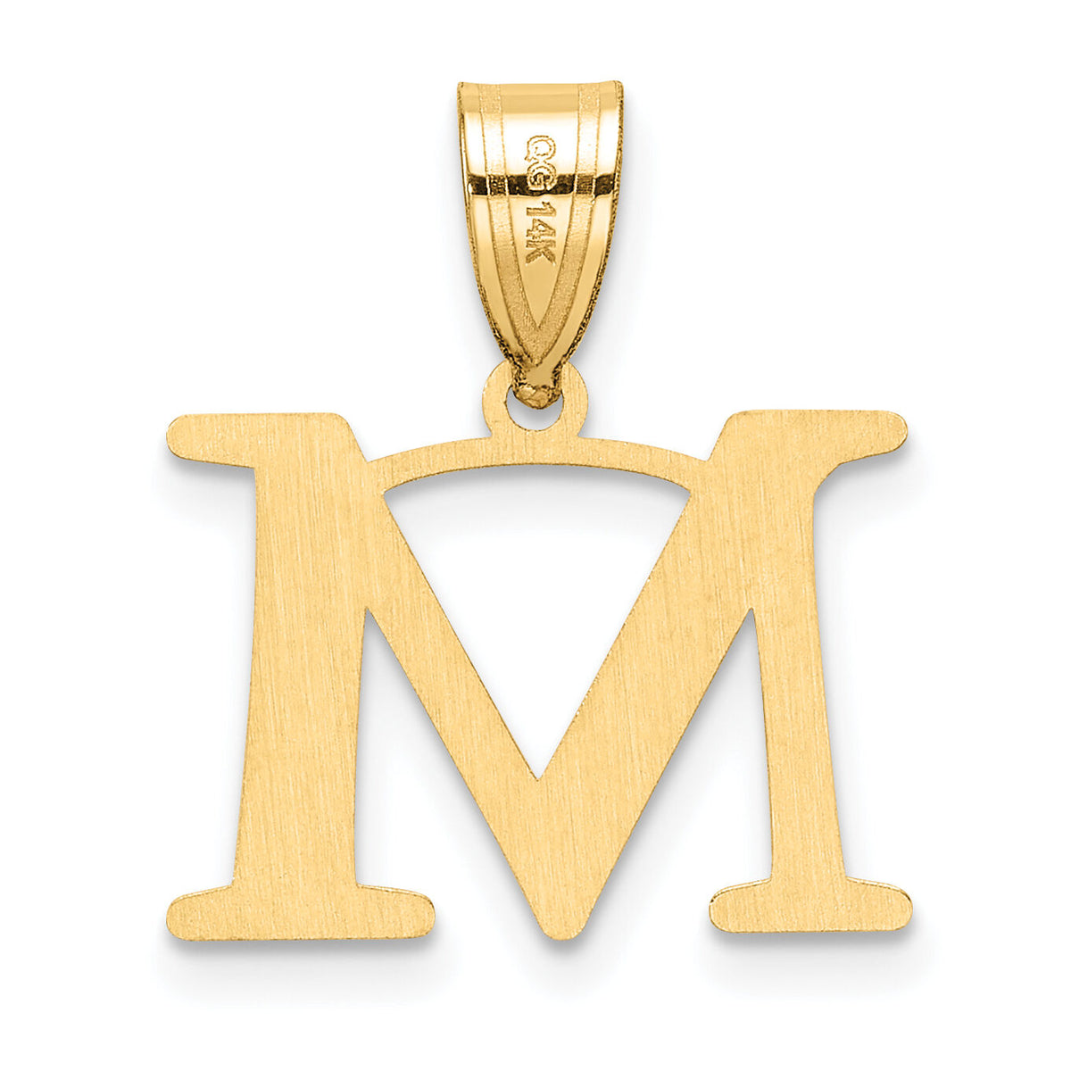 14k Polished Etched Letter M Initial Pendant-YC1539M