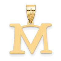 14k Polished Etched Letter M Initial Pendant-YC1539M