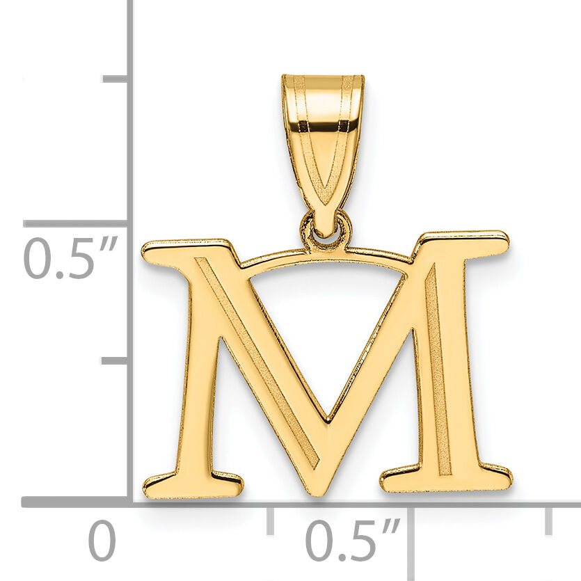 14k Polished Etched Letter M Initial Pendant-YC1539M