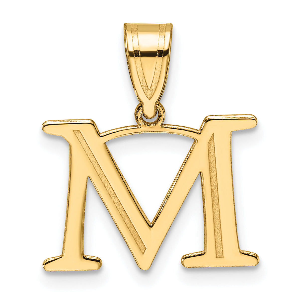 14k Polished Etched Letter M Initial Pendant-YC1539M