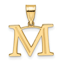 14k Polished Etched Letter M Initial Pendant-YC1539M