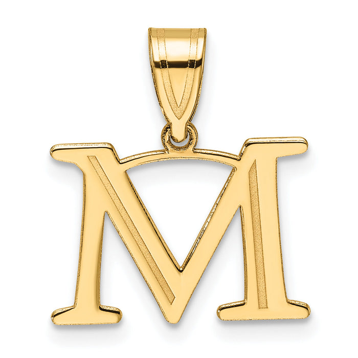 14k Polished Etched Letter M Initial Pendant-YC1539M
