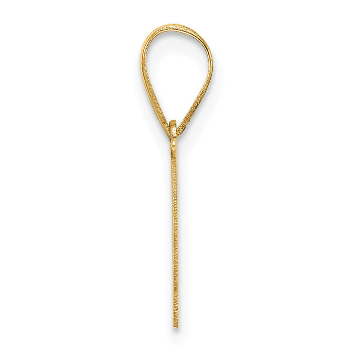 14k Polished Etched Letter N Initial Pendant-YC1539N