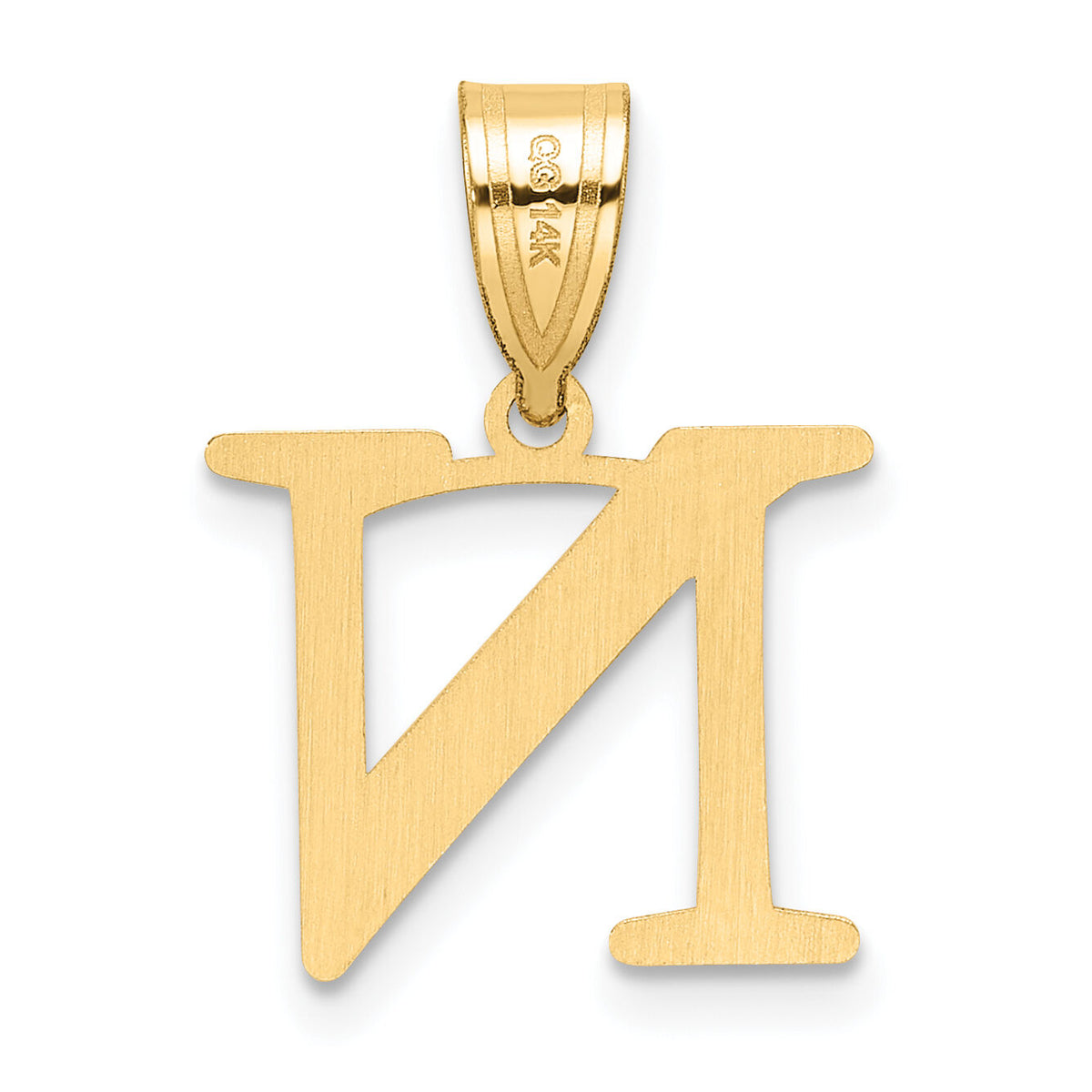 14k Polished Etched Letter N Initial Pendant-YC1539N