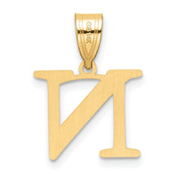 14k Polished Etched Letter N Initial Pendant-YC1539N