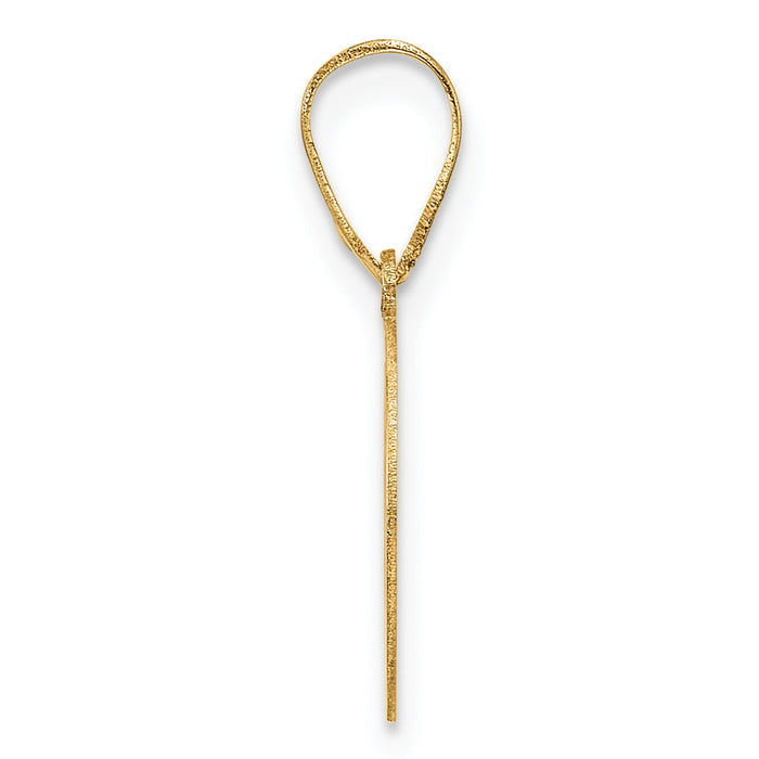 14k Polished Etched Letter O Initial Pendant-YC1539O