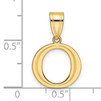 14k Polished Etched Letter O Initial Pendant-YC1539O