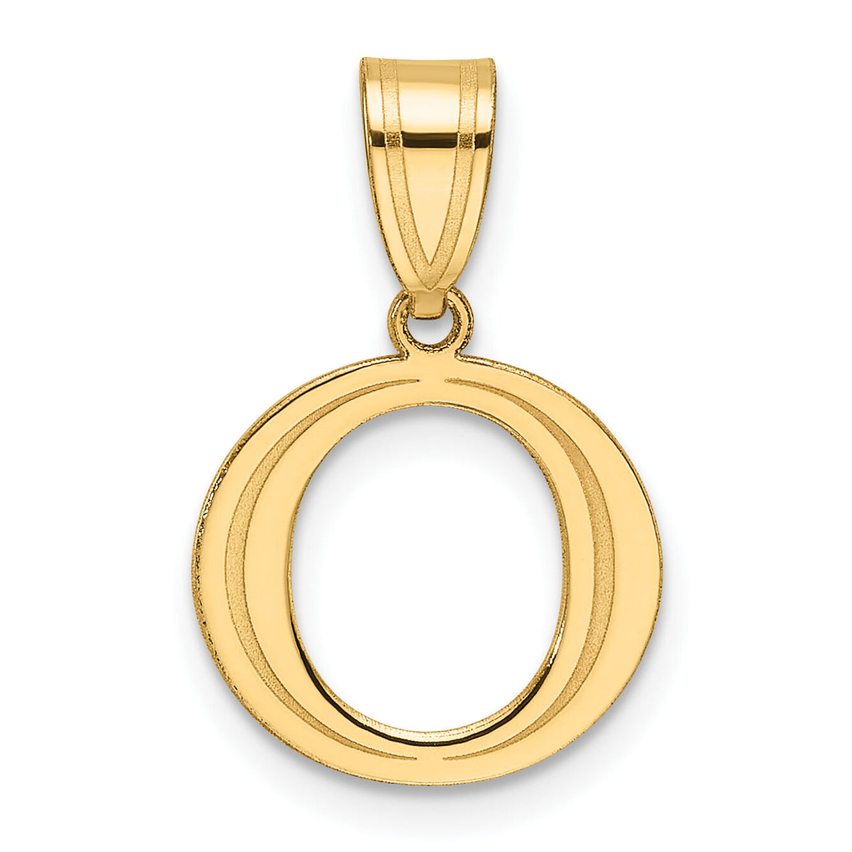 14k Polished Etched Letter O Initial Pendant-YC1539O