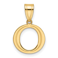 14k Polished Etched Letter O Initial Pendant-YC1539O