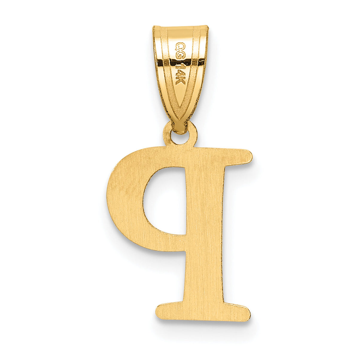 14k Polished Etched Letter P Initial Pendant-YC1539P