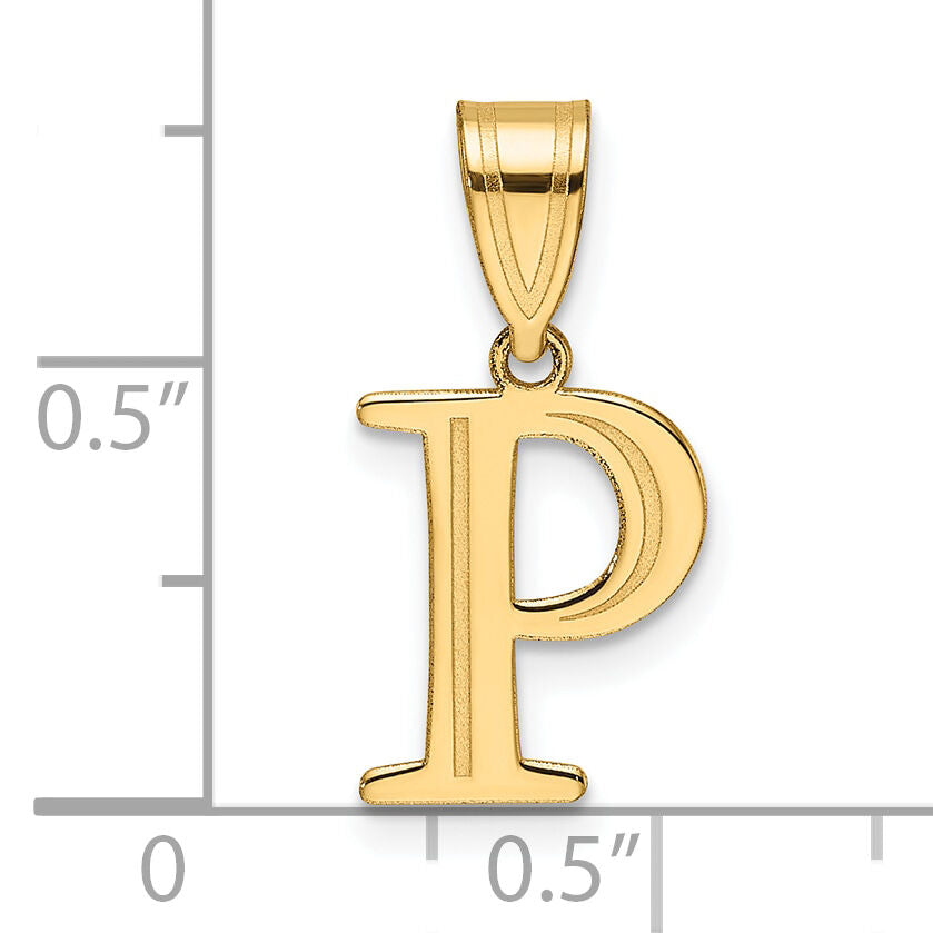 14k Polished Etched Letter P Initial Pendant-YC1539P