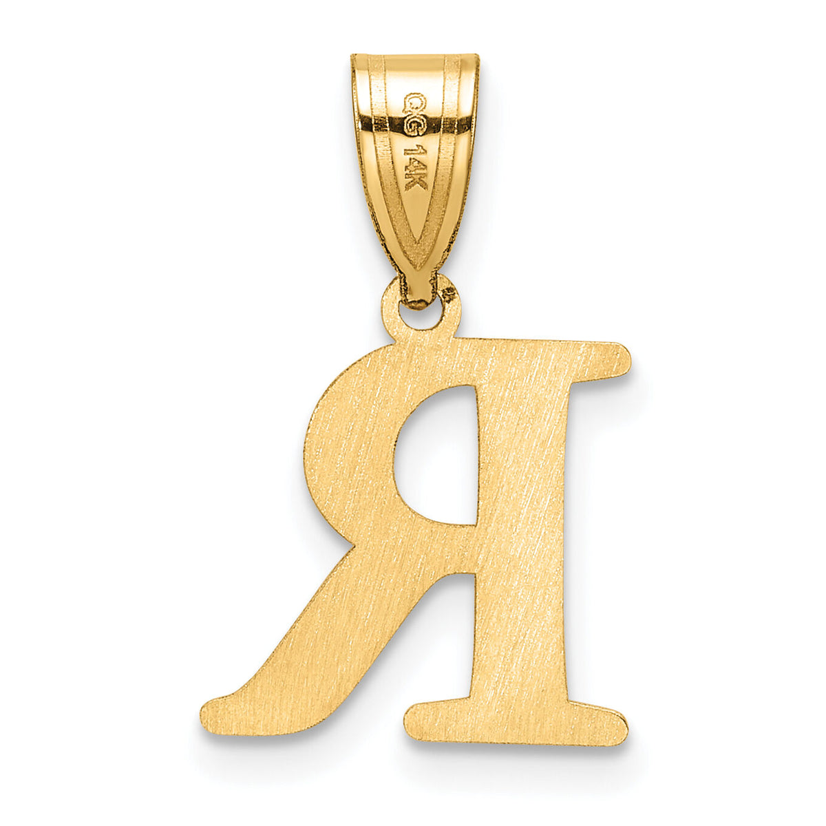 14k Polished Etched Letter R Initial Pendant-YC1539R