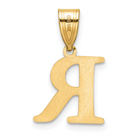 14k Polished Etched Letter R Initial Pendant-YC1539R
