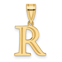 14k Polished Etched Letter R Initial Pendant-YC1539R