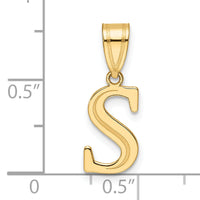 14k Polished Etched Letter S Initial Pendant-YC1539S