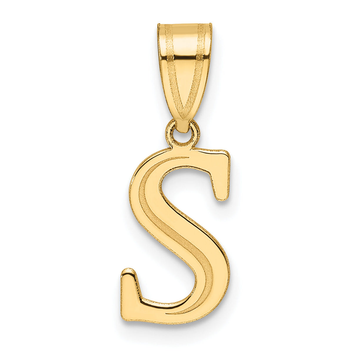 14k Polished Etched Letter S Initial Pendant-YC1539S