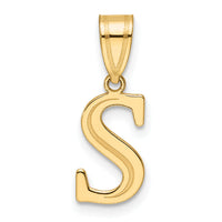 14k Polished Etched Letter S Initial Pendant-YC1539S