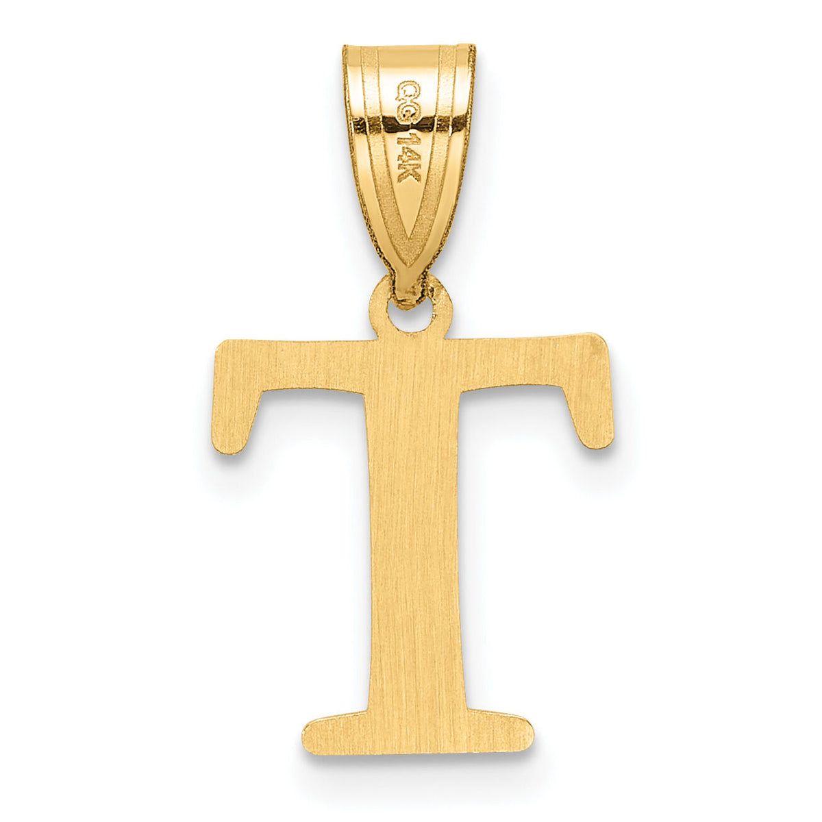 14k Polished Etched Letter T Initial Pendant-YC1539T