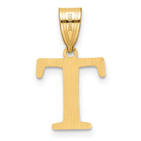 14k Polished Etched Letter T Initial Pendant-YC1539T