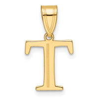 14k Polished Etched Letter T Initial Pendant-YC1539T