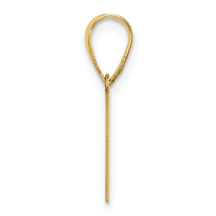 14k Polished Etched Letter V Initial Pendant-YC1539V