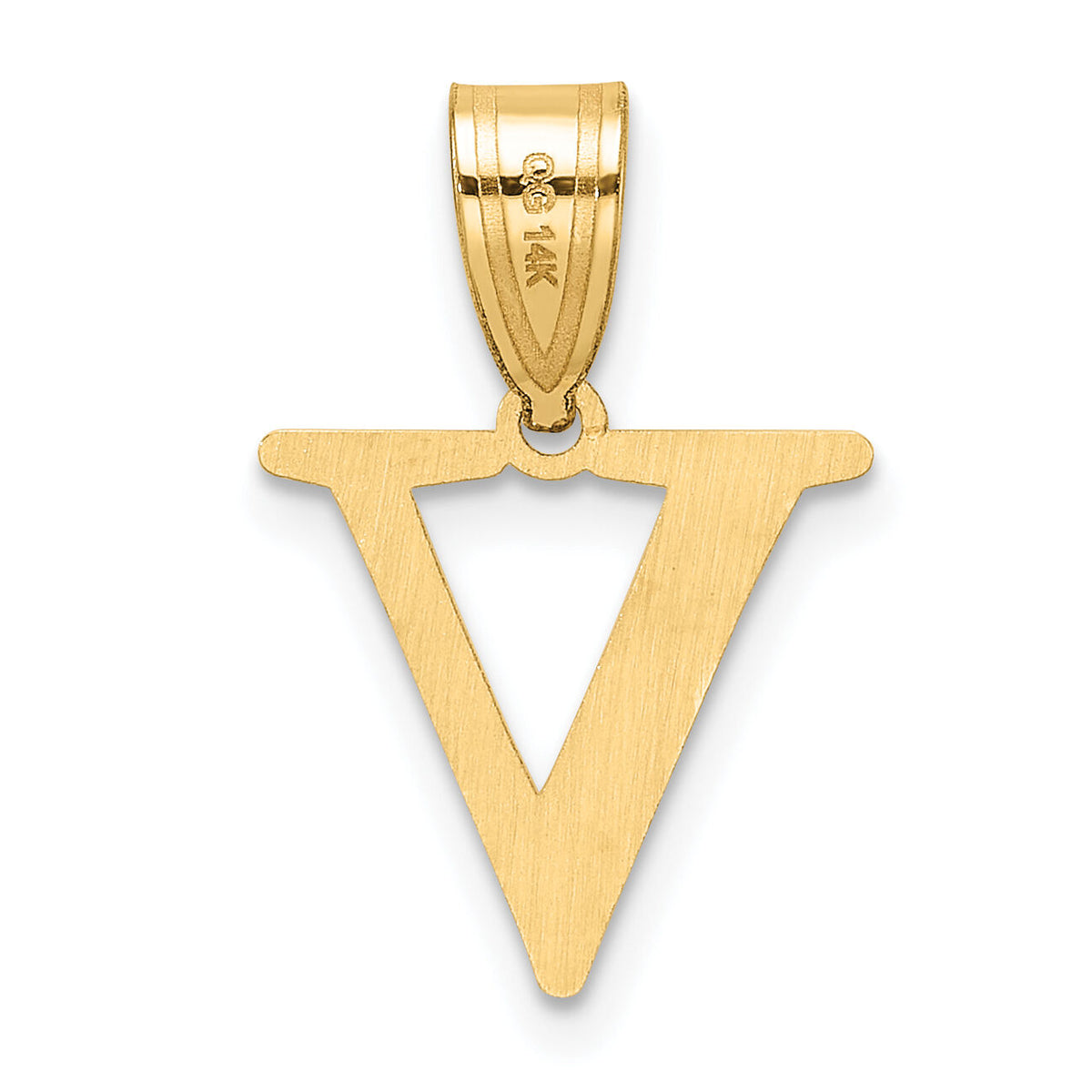 14k Polished Etched Letter V Initial Pendant-YC1539V