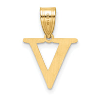 14k Polished Etched Letter V Initial Pendant-YC1539V