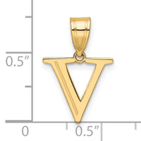 14k Polished Etched Letter V Initial Pendant-YC1539V