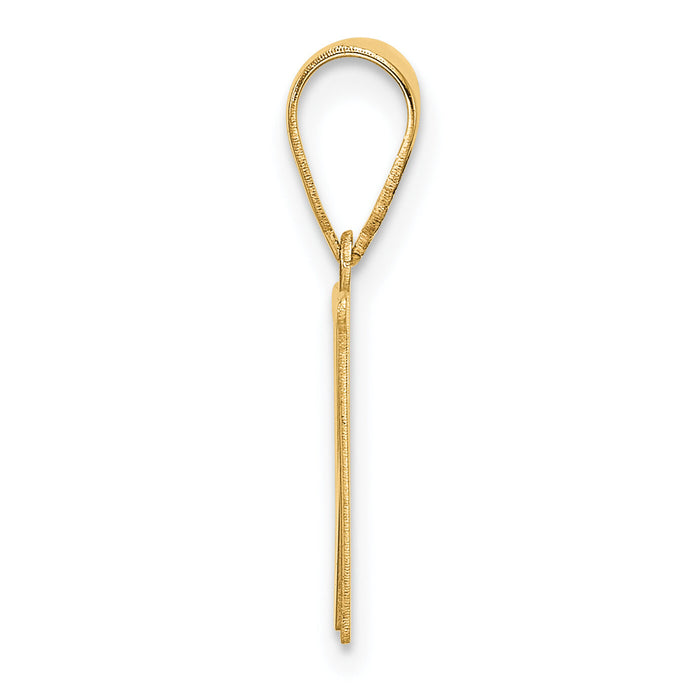14k Polished Etched Letter W Initial Pendant-YC1539W