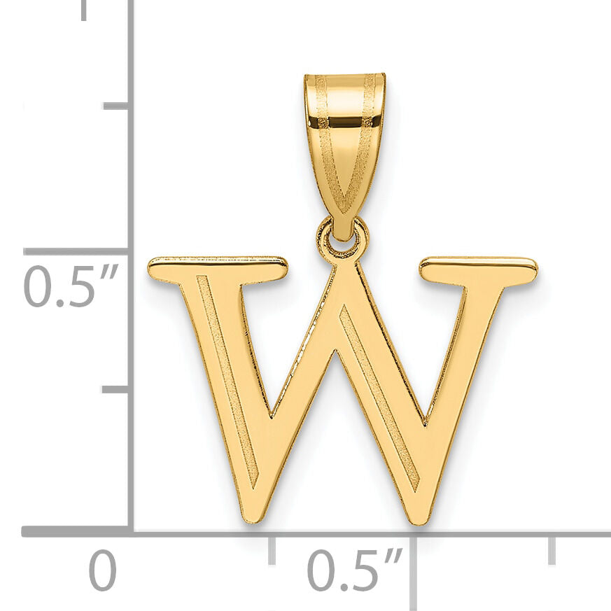 14k Polished Etched Letter W Initial Pendant-YC1539W