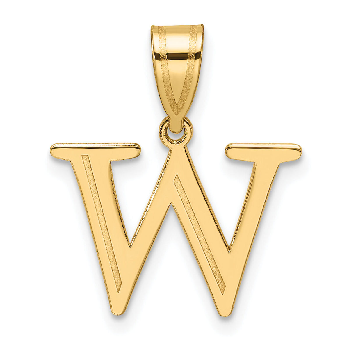 14k Polished Etched Letter W Initial Pendant-YC1539W